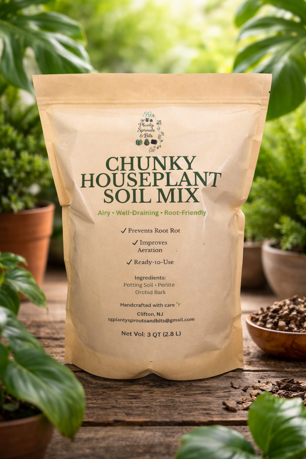 Chunky Houseplant Soil Mix – Premium Ready-to-Use Blend (3 QT)